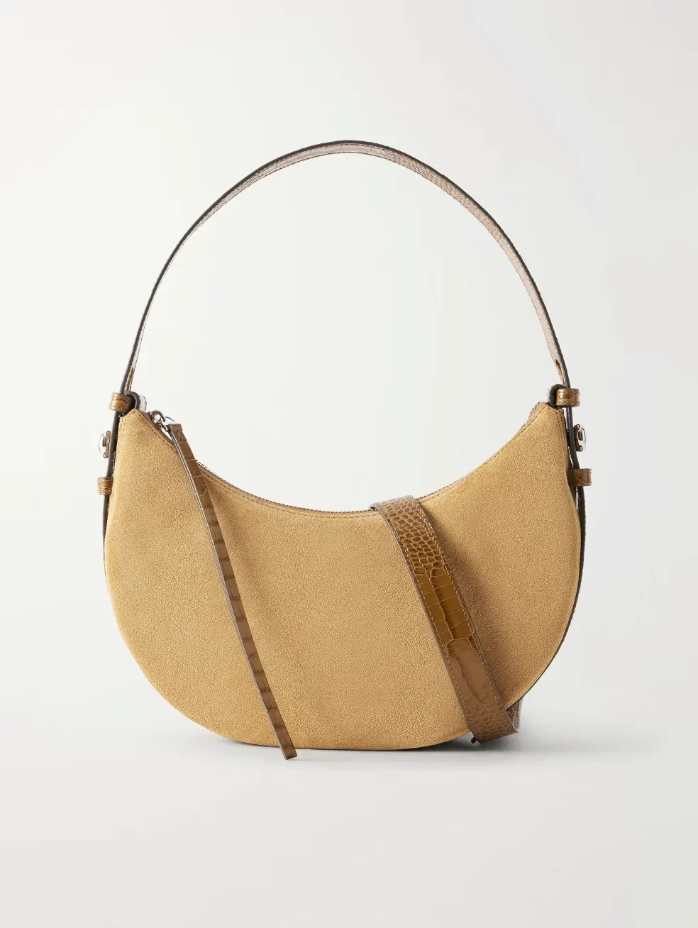 ROMY SUEDE HALF MOON BAG, Color: STONE, Size: OS
