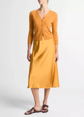 ELBOW SLEEVE CASHMERE-SILK V-NECK CARDIGAN