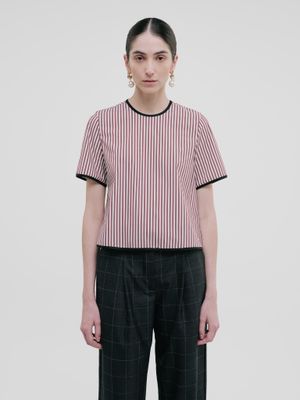 HOPE TOP BURGUNDY STRIPES COTTON