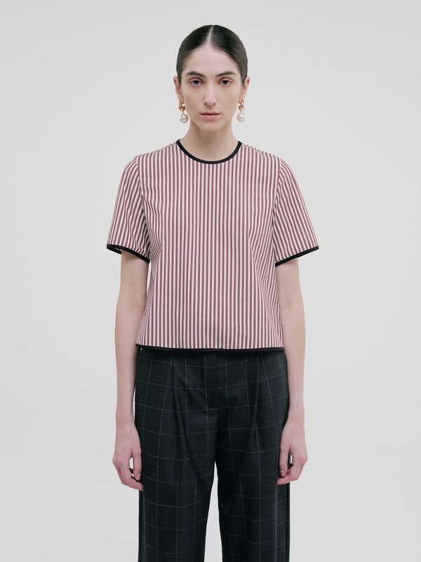 HOPE TOP BURGUNDY STRIPES COTTON