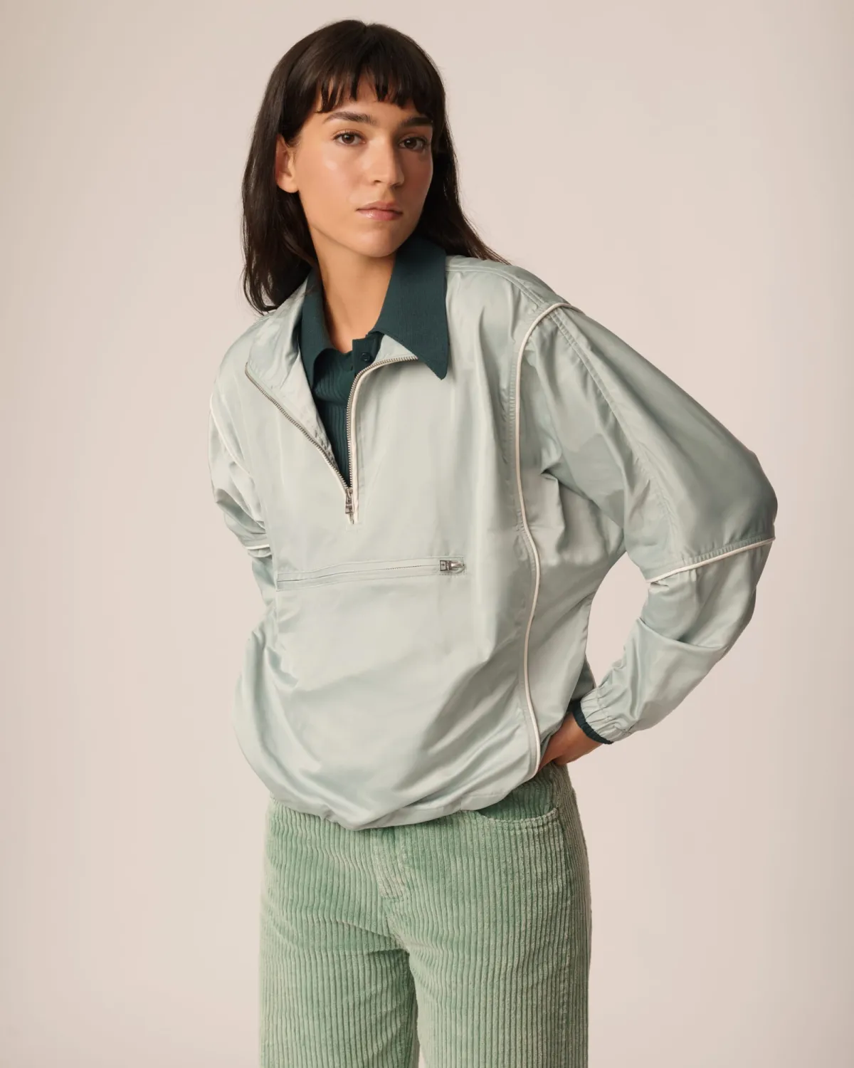 LA BREA REYCLED NYLON ANORAK LIGHTWEIGHT PULLOVER