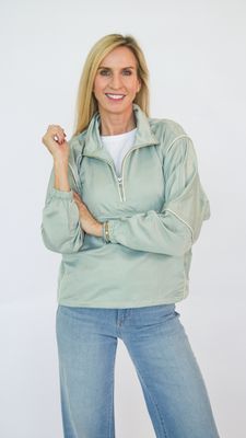 LA BREA REYCLED NYLON ANORAK LIGHTWEIGHT PULLOVER