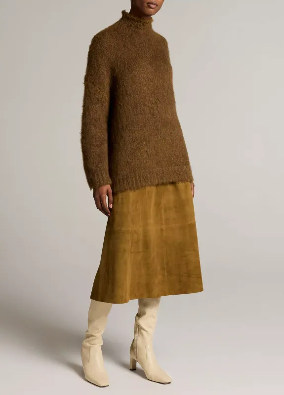BRUSHED WOOL-COTTON OVERSIZED MOCKNECK SWEATER