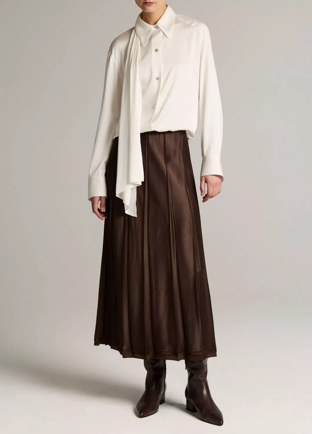 RAW-EDGE SATIN SKIRT