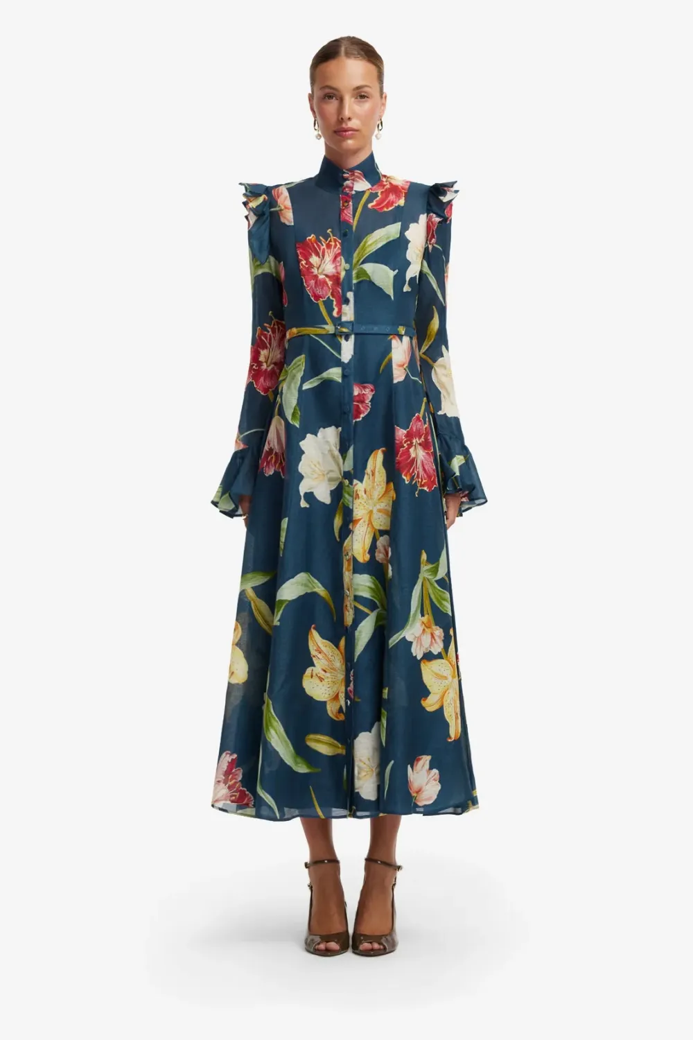 KATRINA BUTTERFLY SLEEVE MIDI DRESS
