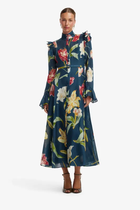 KATRINA BUTTERFLY SLEEVE MIDI DRESS