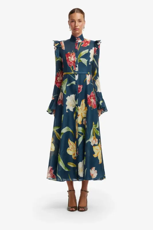 KATRINA BUTTERFLY SLEEVE MIDI DRESS