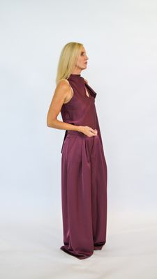 PLAIN SATIN HALTERNECK DRAPED TOP
