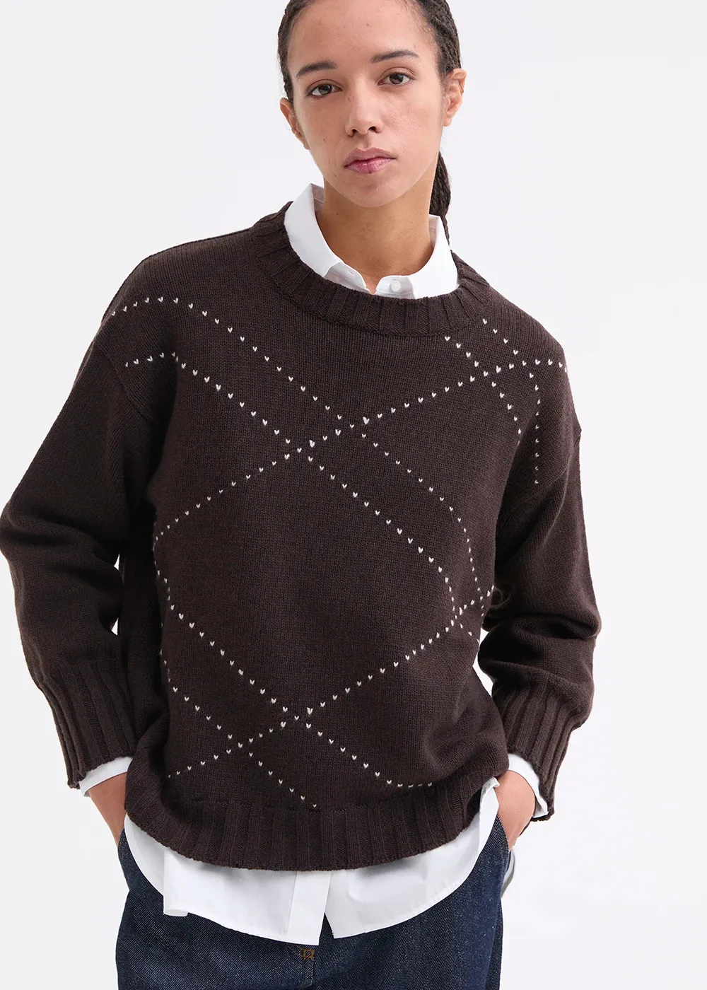 DIAGONAL-PATTERN SWEATER IN A WOOL BLEND