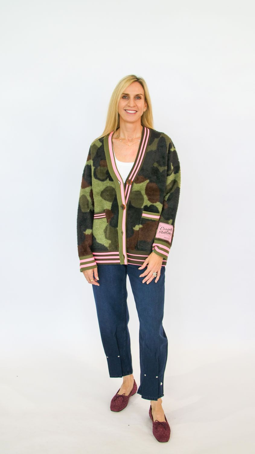 KAMOO CAMOUFLAGE KNIT CARDIGAN