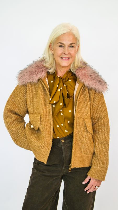 KANADA KNITTED JACKET WITH REMOVABLE FUR COLLAR