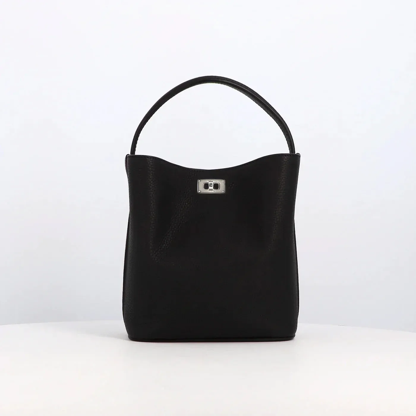 ODEON MINI LEATHER BUCKET BAG, Color: 099/BLK