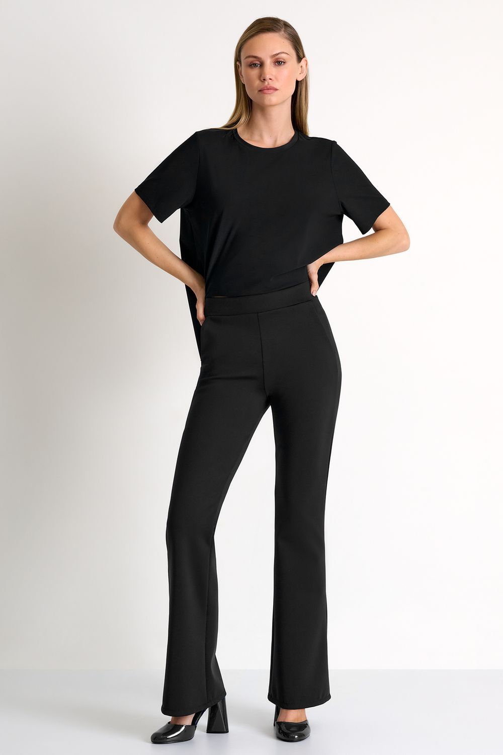 FLARED PANTS, Color: 800/BLK, Size: 4