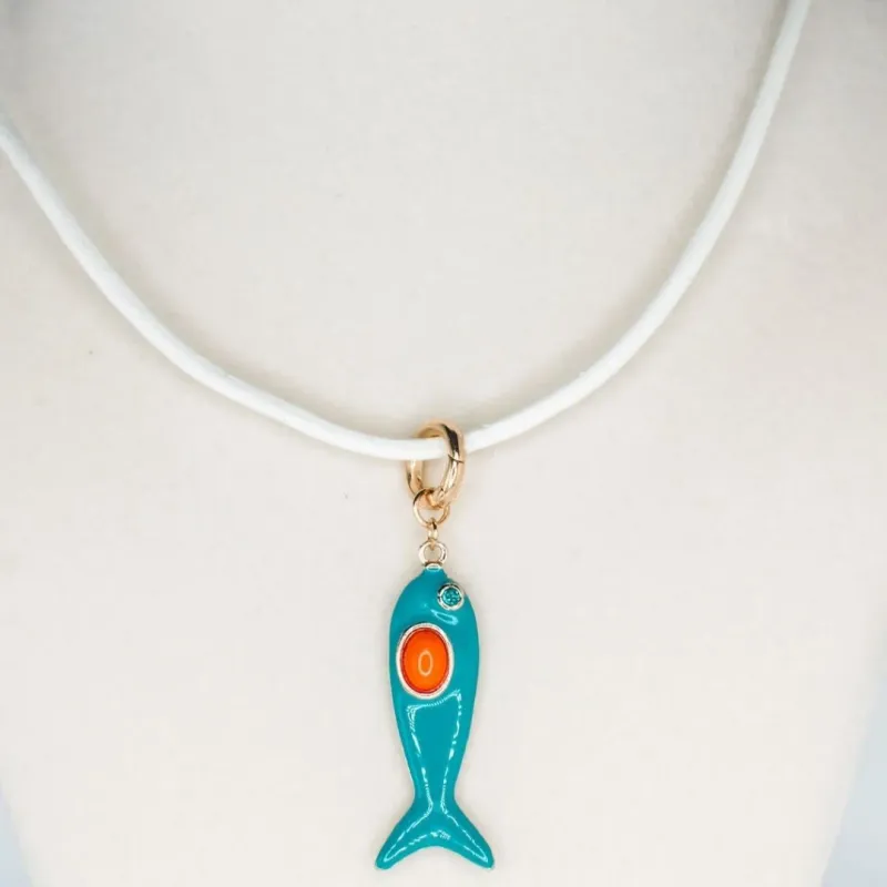 LEATHER FISH NECKLACE