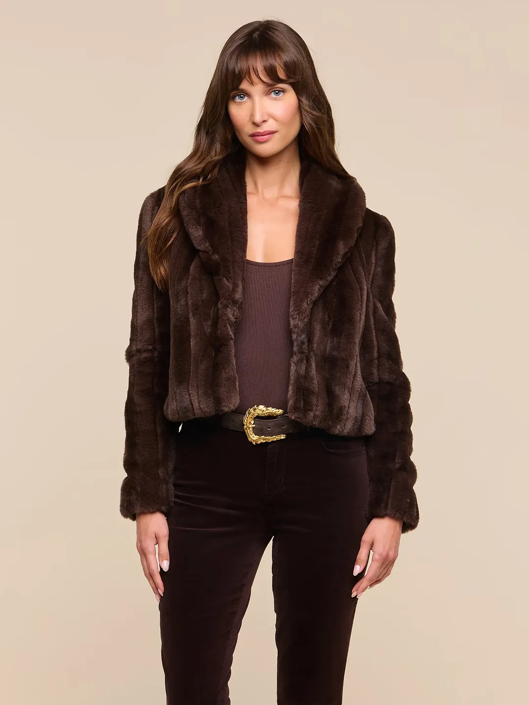 DAVY FAUX FUR CROPPED JACKET