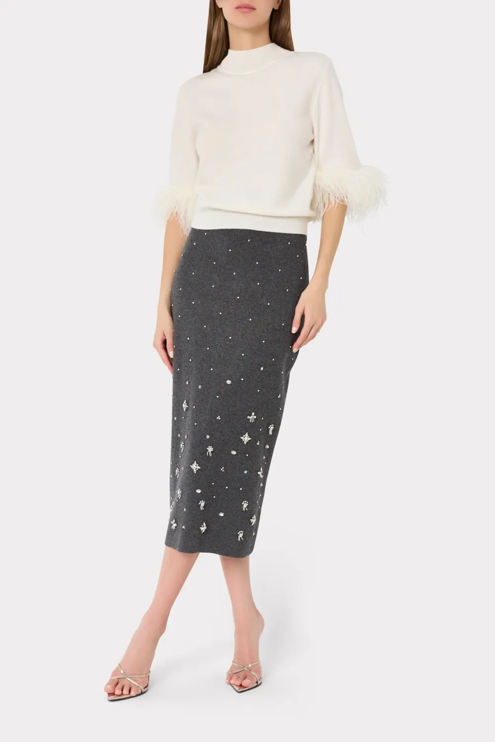 IYLA EMBELLISHED MIDI SKIRT