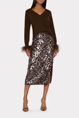 ROXANNE PAILLETTE MIDI SKIRT