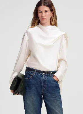 NADINE SILK DRAPED TOP