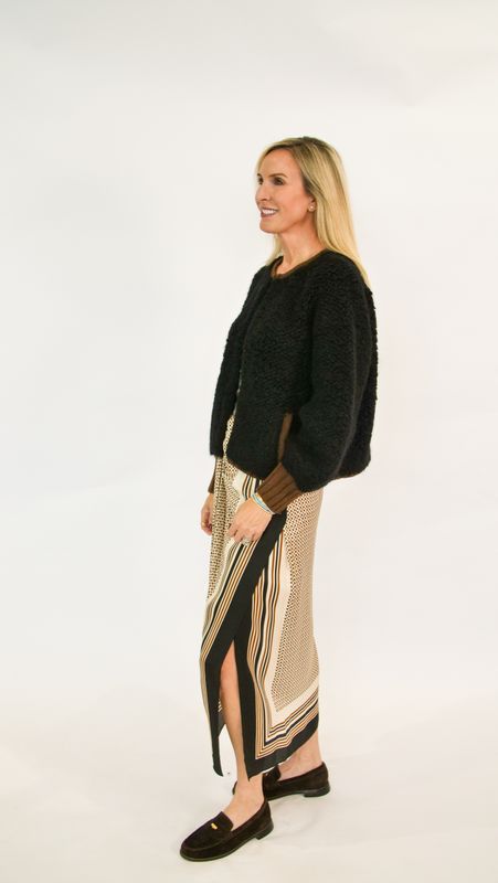 FARGO KNIT JACKET IN BLACK/CARAMEL