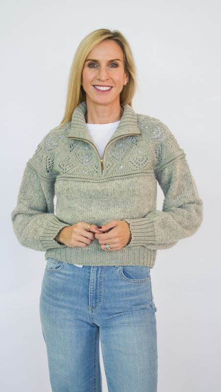 KLOSTERS POINTELLE KNIT HALF ZIP