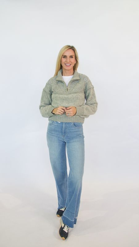 KLOSTERS POINTELLE KNIT HALF ZIP
