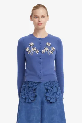 CLAIRE EMBELLISHED WOOL CARDIGAN