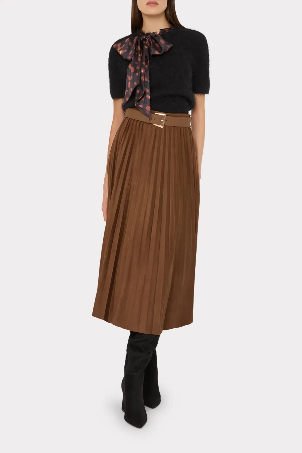 NAYLA PLEATED MIDI SKIRT