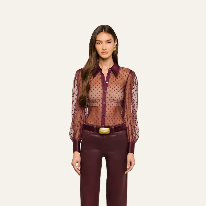 SOPHIE LONG SLEEVE SHEER BLOUSE