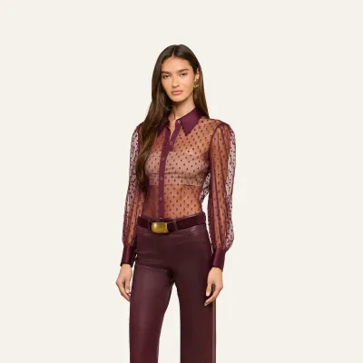 SOPHIE LONG SLEEVE SHEER BLOUSE