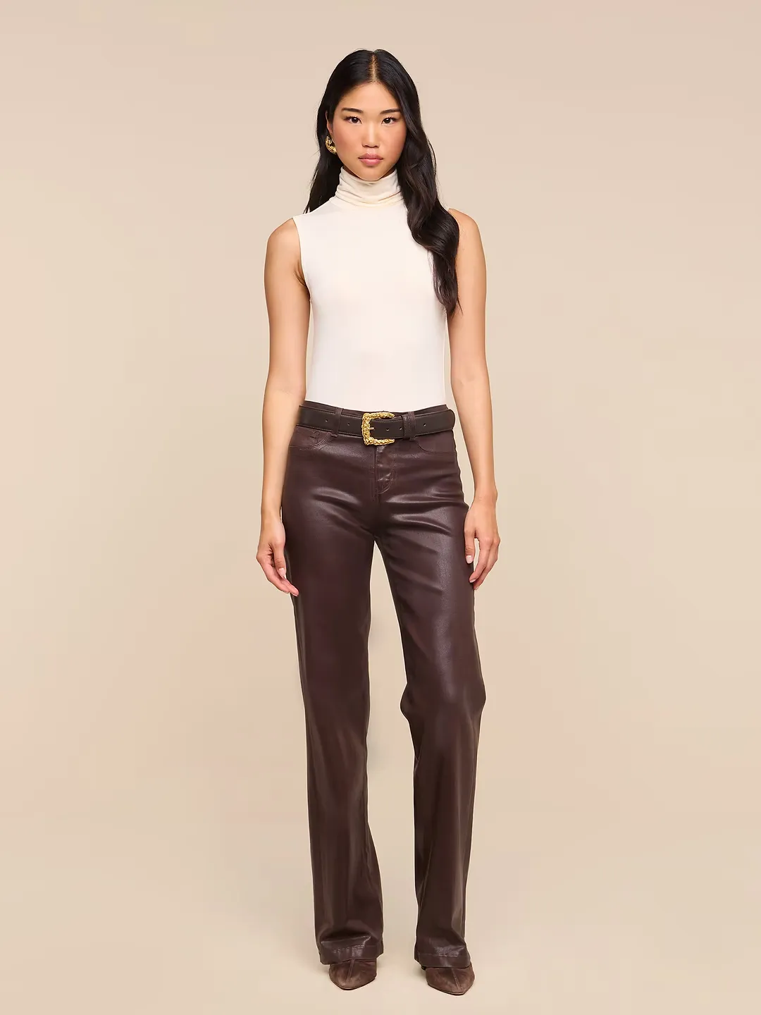 CLAYTON COATED HIGH RISE WIDE LEG JEAN
