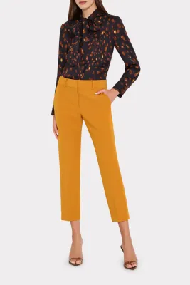 PRINTED TIE NECK SILK BLOUSE