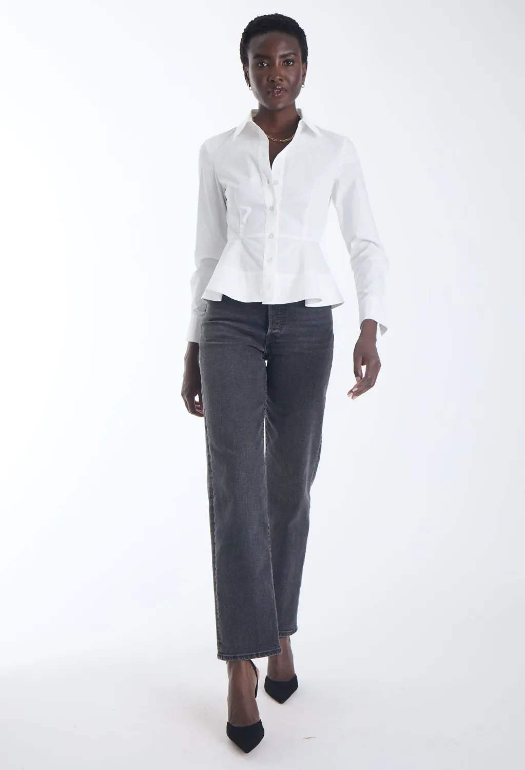 PEPA SOLID PEPLUM TOP