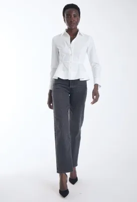 PEPA SOLID PEPLUM TOP