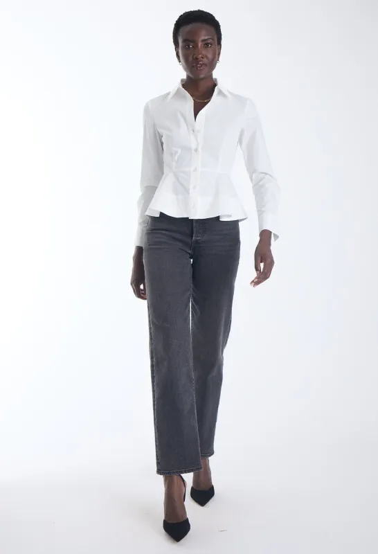 PEPA SOLID PEPLUM TOP