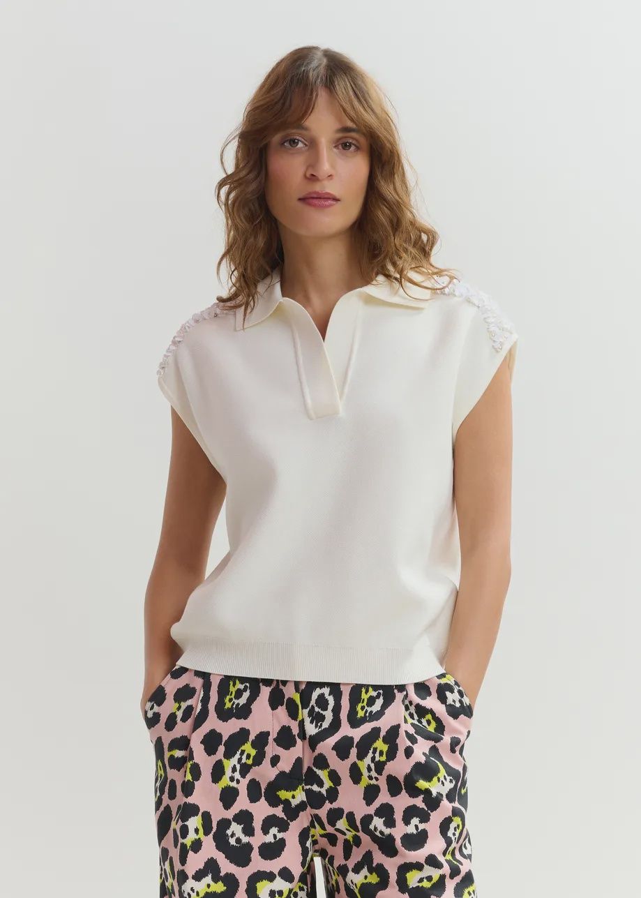 JOLINE EMBROIDERED KNIT POLO