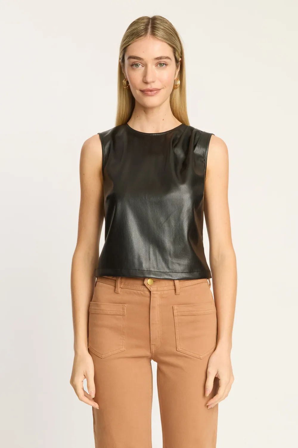 JAG TOP IN BLACK VEGAN LEATHER