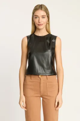 JAG TOP IN BLACK VEGAN LEATHER