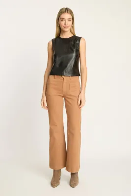 JAG TOP IN BLACK VEGAN LEATHER