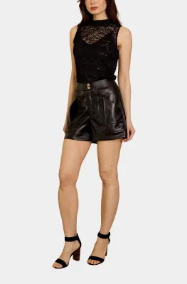 ESSIE SHORT IN BLACK VEGAN LEATHER