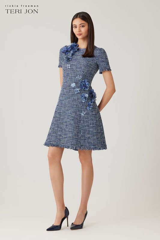 TWEED FLOWERED TRIM DRESS 26946