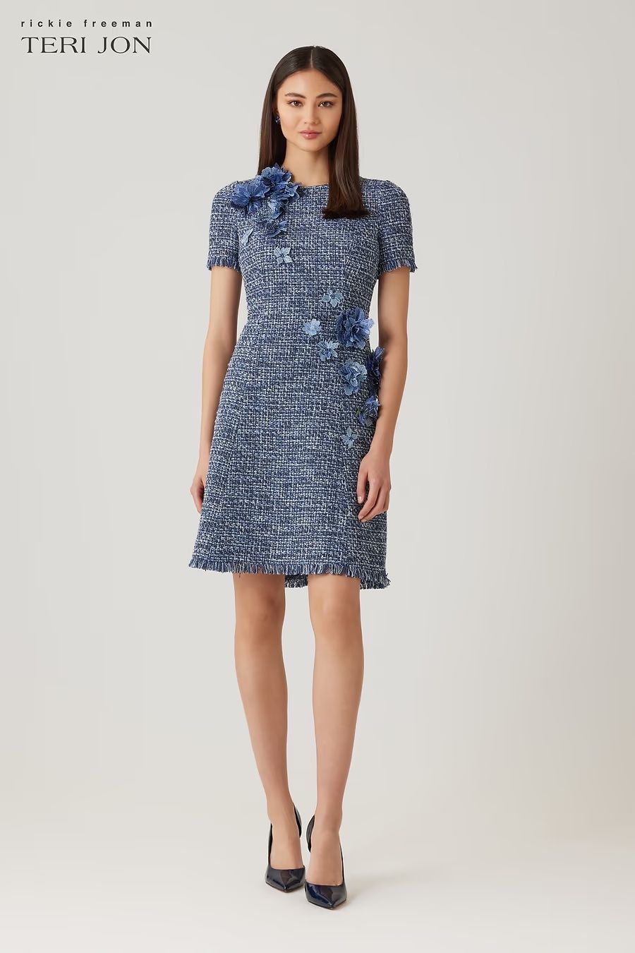 TWEED FLOWERED TRIM DRESS 26946