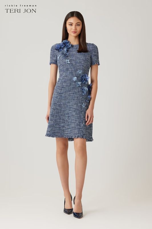 TWEED FLOWERED TRIM DRESS 26946