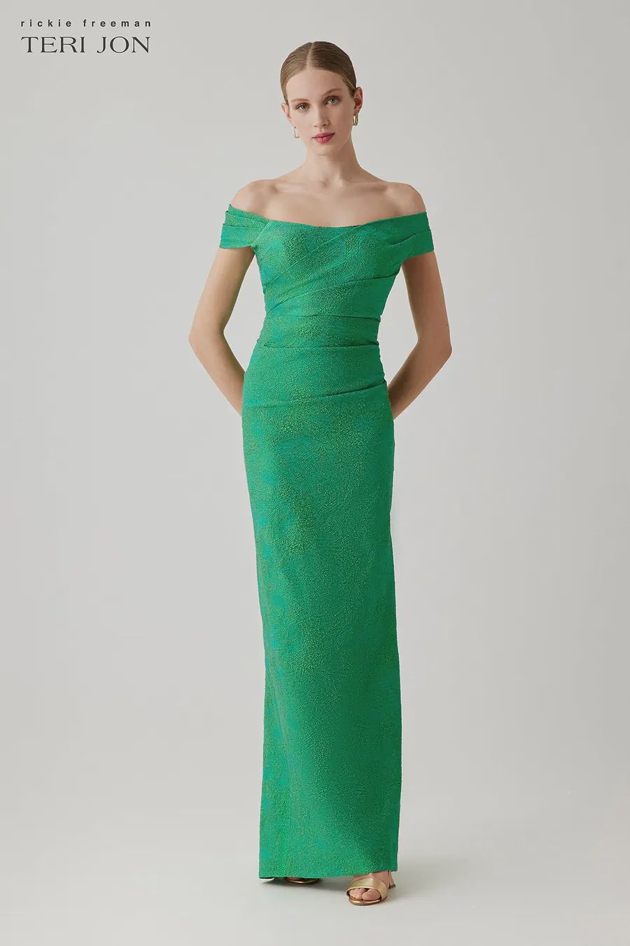 SHIMMER JACQUARD RUCHED GOWN 266079