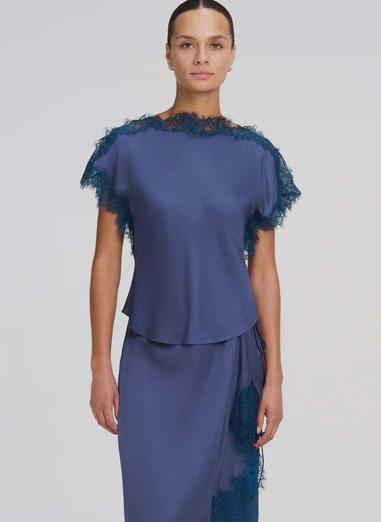 LUNA SATIN AND LACE TOP