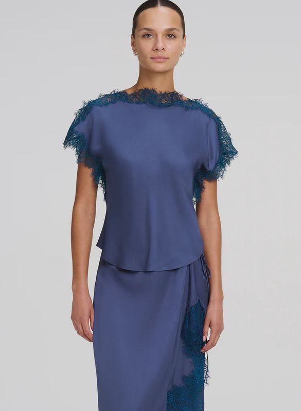 LUNA SATIN AND LACE TOP