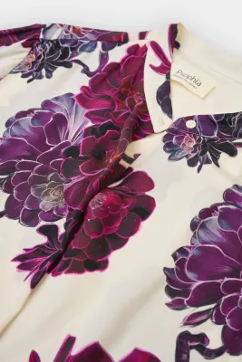 SILK LONG-SLEEVED SHIRT WITH "AEONIUM" FLORAL PRINT