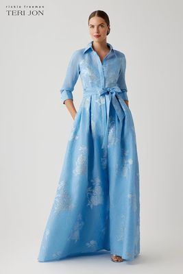 METALLIC JACQUARD SHIRT WAIST GOWN 266075
