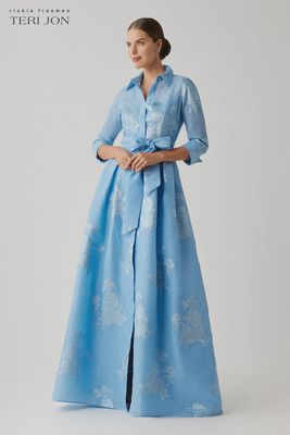 METALLIC JACQUARD SHIRT WAIST GOWN 266075