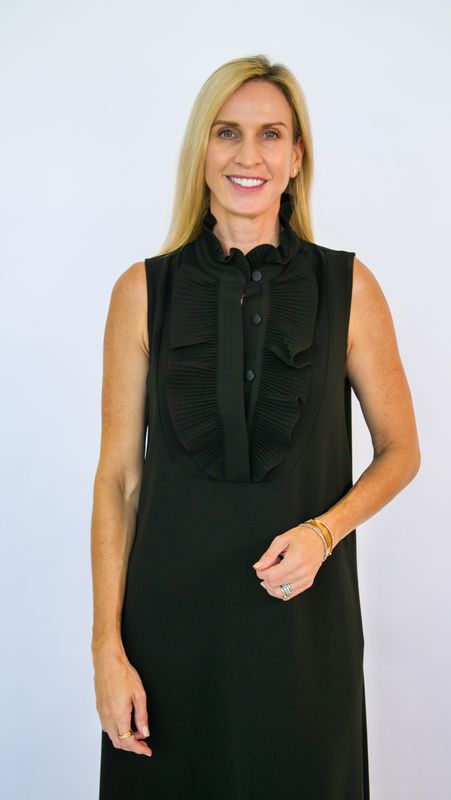 LONG FLARED DRESS WITH RUFFLED RIB