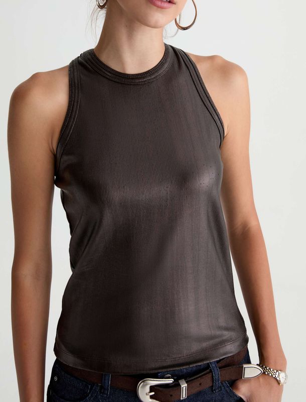 MICHELLE COATED HIGH-NECK TANK TOP